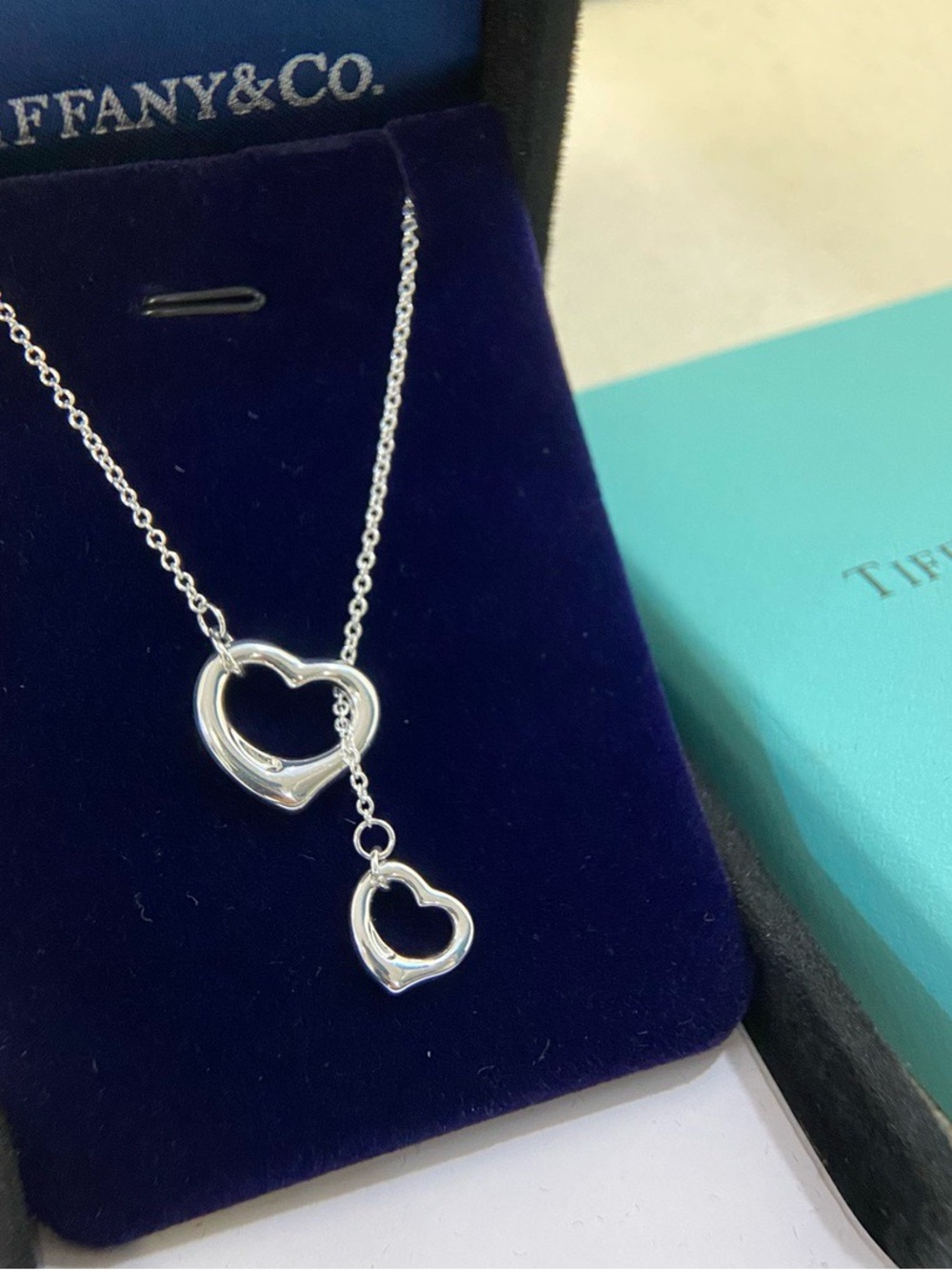 Tiffany & Co. Double Open Heart Silver Necklace in Silver